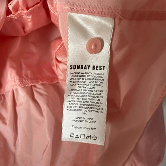 Aritzia Sunday Best Babydoll  Ruffle Jinx Peplum Blouse Light Pink Rose Sz Small - Picture 6 of 7